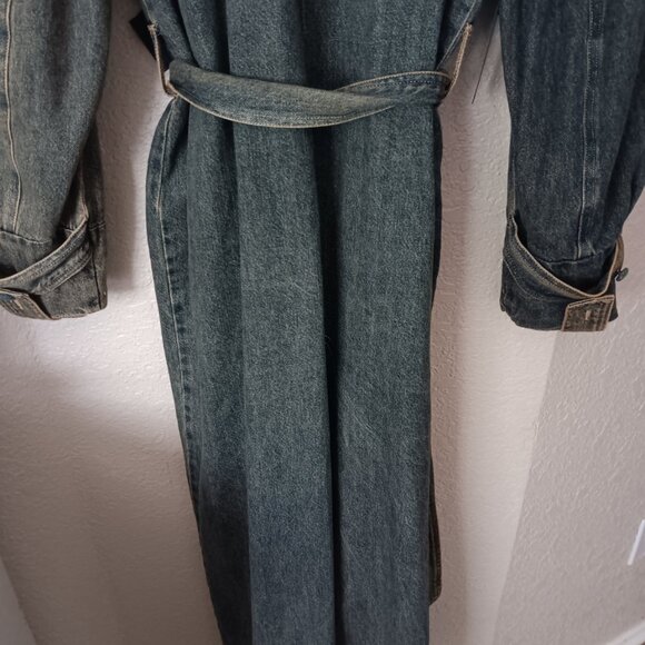 AFRM LONG  DENIM TRENCH COAT 205.00 RETAIL NWT - Picture 5 of 9